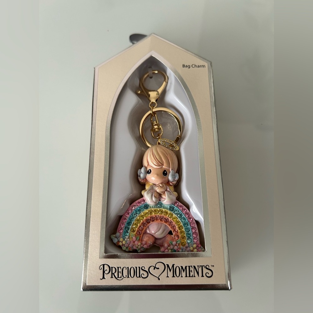 Precious Moments Angel Rainbow gold Keychain bag charm